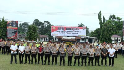 Kapolres Kampar Pimpin Apel Bulanan Polisi RW dan Bhabinkamtibmas