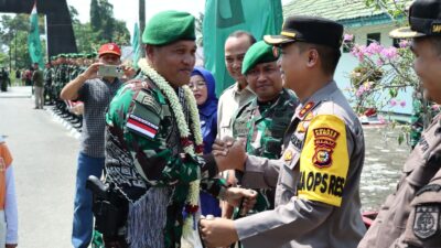 Kapolres Kampar Sambut Satgas Pamtas RI-PNG Batalyon 132/BS