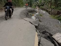 Ruas Jalan Nasional Teluk Dalam Amblas, Ancam Keselamatan Warga