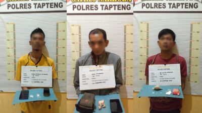 3 Pelaku Penyalahguna Narkotika Ditangkap dari 2 Lokasi Berbeda di Tapteng