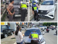 Polres Pematang Siantar Tilang Kendaraan Pelanggar Rambu Dilarang Parkir