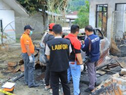 Tim Labfor Poldasu Turun ke TKP Kebakaran Rumah Wartawan di Labuhanbatu