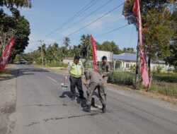 Tak Kunjung Diperbaiki, Personel Ketupat Toba Polres Tapteng Ambil Alih Kerja BBPJN Sumut