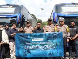 Kapolres Madina Sambut Bus Rombongan Mahasiswa Mudik Gratis dari Kapolri