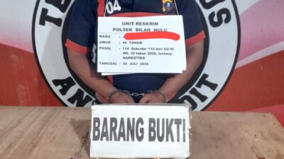 Polsek Bilah Hulu Ringkus Pengedar Sabu di Dusun Gunung Selamat